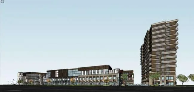 Sketchup Business Model | Multi story Commercial Street, Modern Style