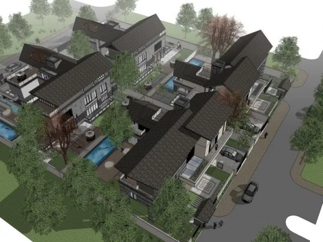 Sketchup Villa Model | Row Villa, Chinese Style