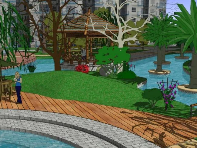 Sketchup Landscape Model | Community Landscape, Residential Landscape, Modern Style