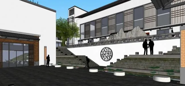 Sketchup Hotel Model | Multi story Mountain Hotel, Chinese Style