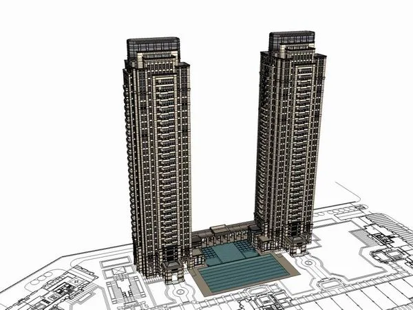 Sketchup Residential Model | High rise residential building, clubhouse, classical style