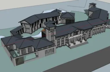 SketchUp Business Model: Multi-Story Commercial Club in Modern Chinese Style-BIM WORLD