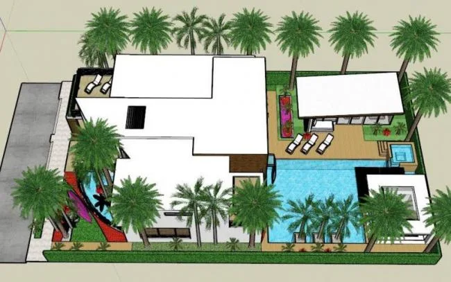 Sketchup Villa Model | Solo Villa, Modern Style