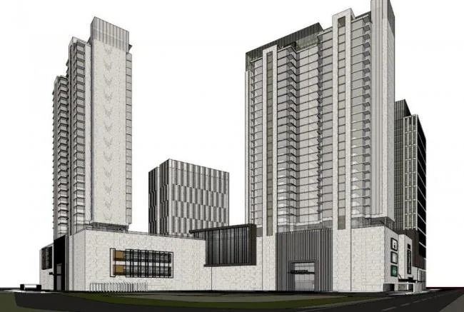Sketchup Complex Model | Super high-rise commercial complex, office, commercial podium, modern style