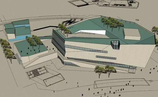 SketchUp Cultural Model: Modern Multi-Story Exhibition Hall Architecture
