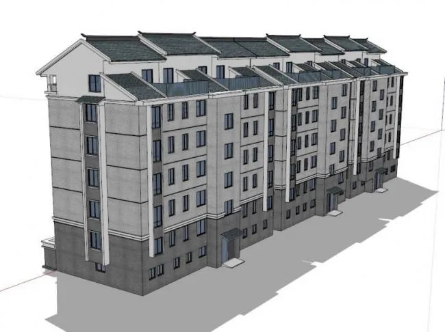 Sketchup Residential Model | Multi story Residence, Top Floor Duplex, Bottom Floor Commercial, Chinese Style