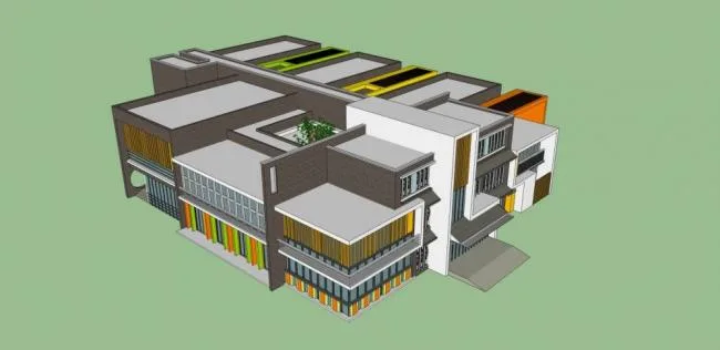 Sketchup School Model | Multi story Kindergarten, Modern Style, Educational Architecture