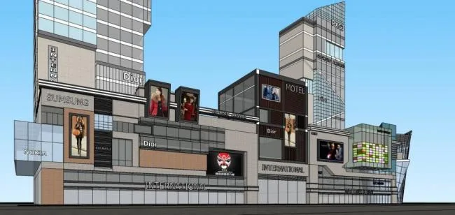Sketchup Complex Model | High rise commercial complex, modern style, commercial podium, hotel office