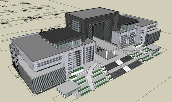 SketchUp Model of a Modern High-Rise Government Office Building