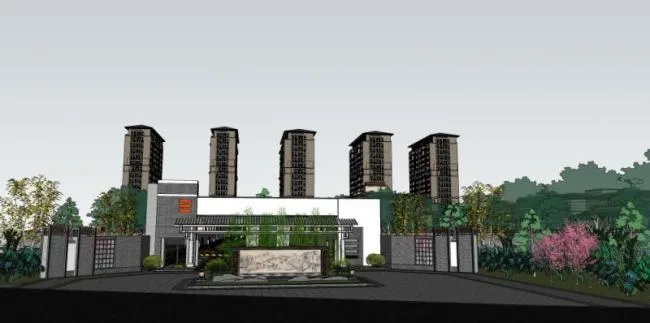 Sketchup Residential Model | High rise Residential Buildings, Modern Chinese Style