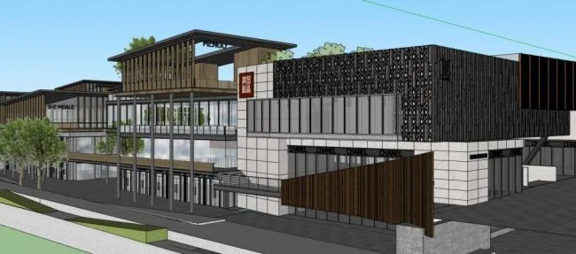 Sketchup Business Model | Multi story Commercial Street, New Chinese Style