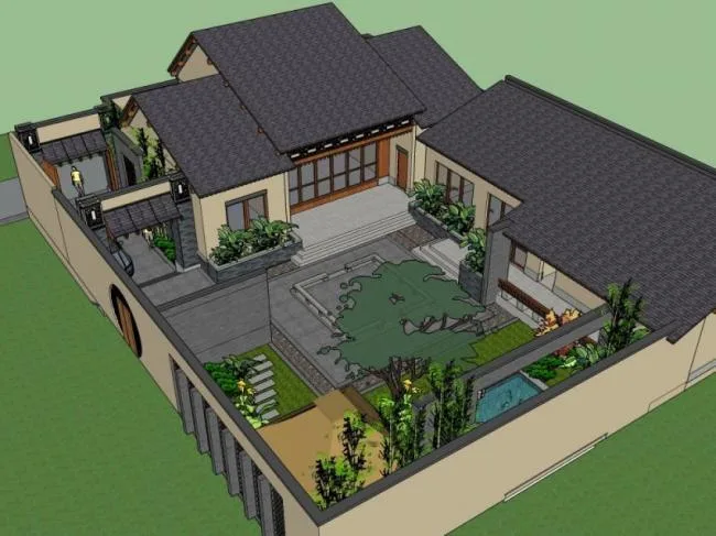 Sketchup Hotel Model | Multi story Homestay, Chinese Style