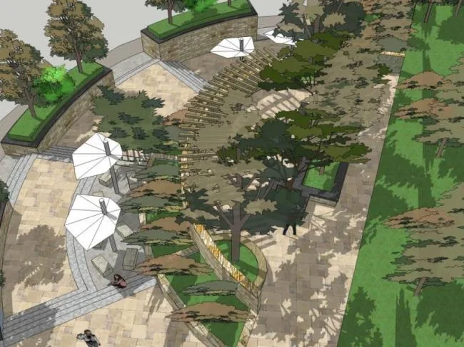 Sketchup Landscape Model | Square Landscape, Modern Style