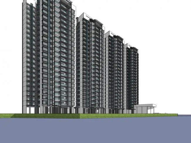 Sketchup Residential Model | High rise residential building, modern style, 23 floors