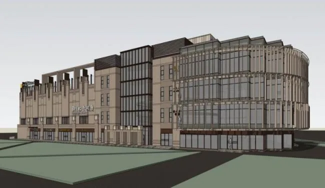 Sketchup Business Model | Multi story commercial street, commercial building, neoclassical style