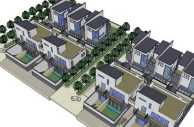 Modern Chinese Style Multi-Row Villa SketchUp Model-BIM WORLD