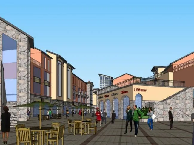 Sketchup Business Model | Multi story Commercial Pedestrian Street, Modern Style