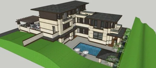 Sketchup Villa Model | Stacked Villa, Modern Style