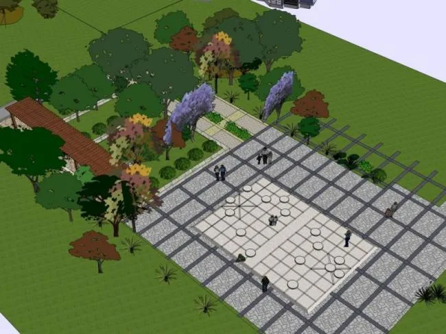 Sketchup Landscape Model | Community Landscape, Residential Landscape, Modern Style