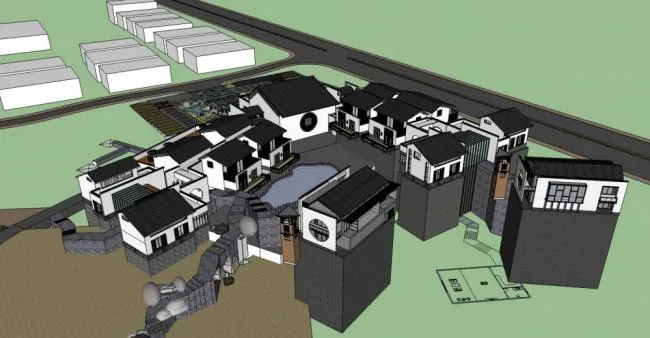 Sketchup Business Model | Multi story clubhouse, commercial building, Chinese style