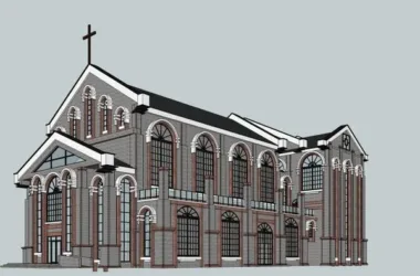 SketchUp Cultural Model: Multi-Story Western Classical Church Architecture-BIM WORLD