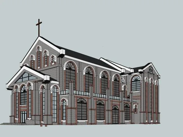 SketchUp Cultural Model: Multi-Story Western Classical Church Architecture