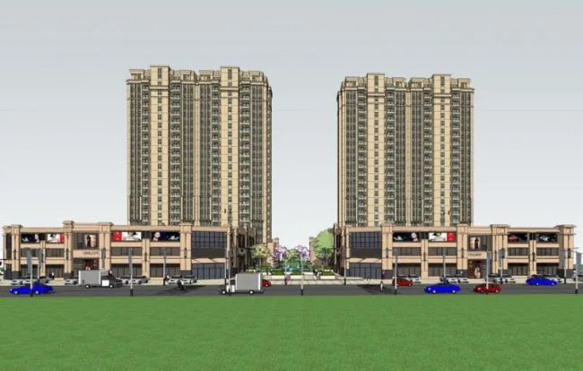 SketchUp Residential Models: High-Rise Apartments, Ground-Floor Commercial Spaces, and Neoclassical Designs