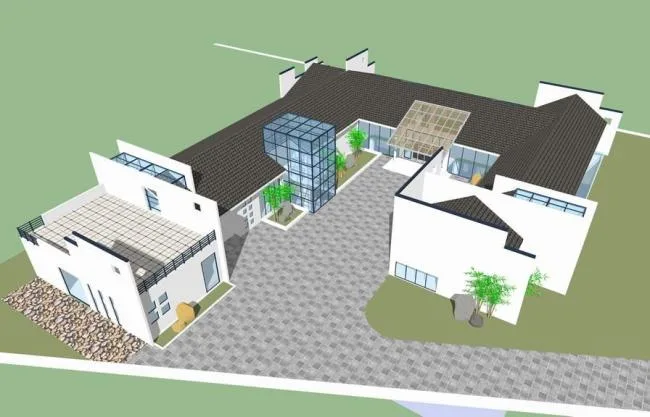 Sketchup Business Model | Multi story Clubhouse, Inn, Homestay, Chinese Style