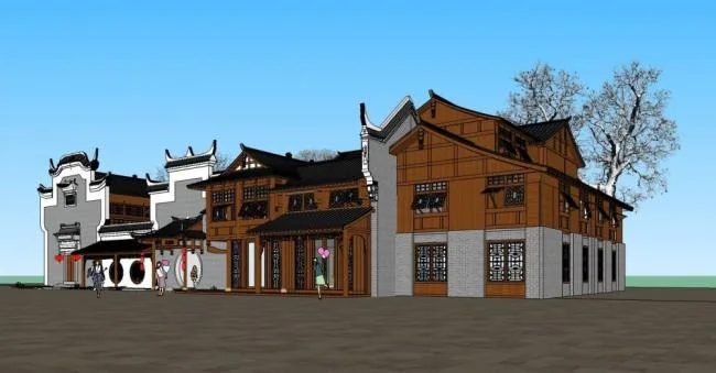 Sketchup Business Model | Multi story clubhouse, commercial building, Chinese style