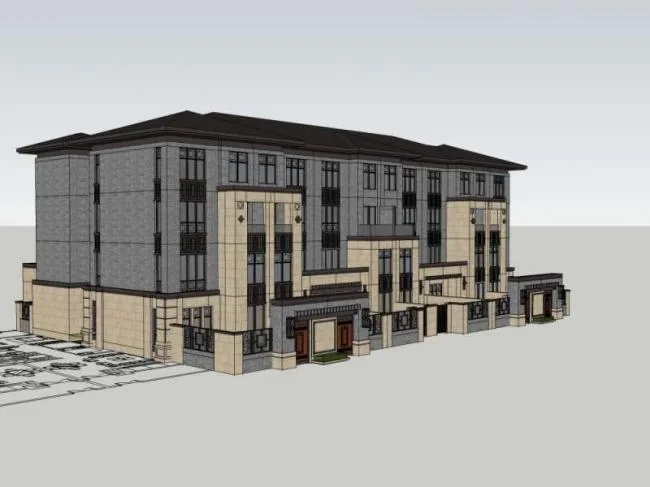 Sketchup Villa Model | Multi row Villa, Modern Chinese Style