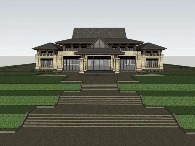 Sketchup Hotel Model | Hot Spring Hotel, Modern Chinese Style