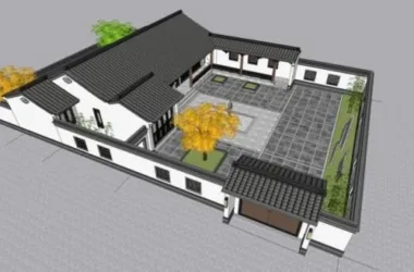SketchUp Residential Design | Multi-Story Chinese-Style Courtyard Home-BIM WORLD