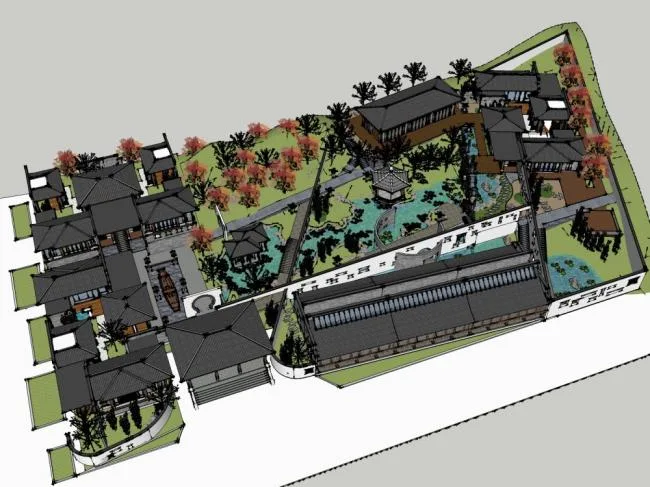 Sketchup Residential Model | Multi story Residential Complex, Chinese Style
