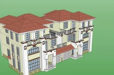 Double-Split Villa Model in European Classical Style | SketchUp Design-BIM WORLD