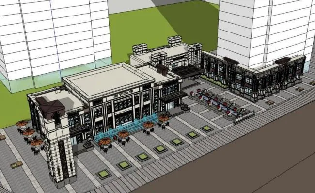 Sketchup Business Model | Demonstration Zone, Commercial Buildings, Modern Style