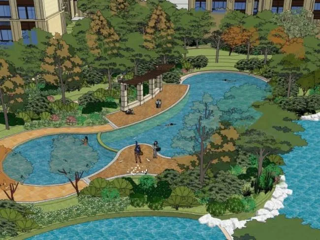 Sketchup Landscape Model | Community Landscape, Residential Landscape, Classical Style