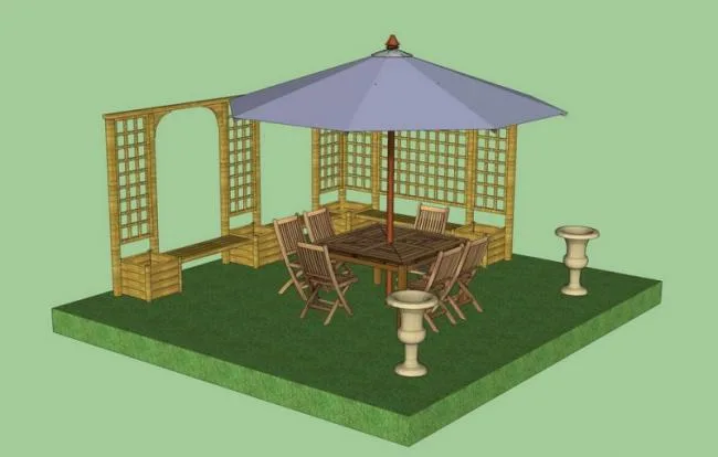 SketchUp Material Model: Umbrella and Seat Chair Combination Component