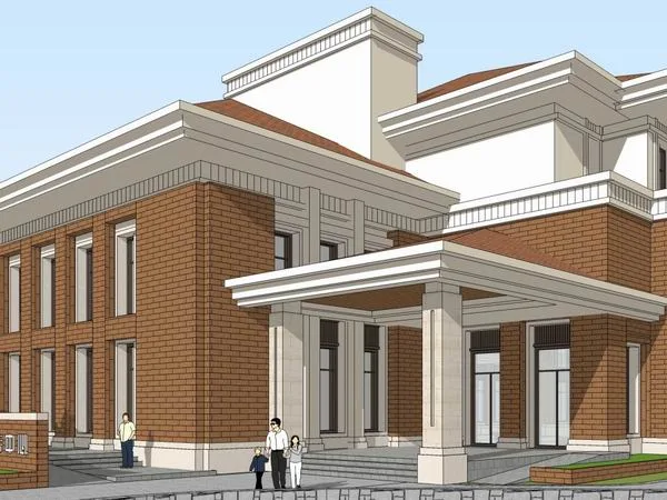 Sketchup Office Model | Multi story Office Reception Center, Classical Style