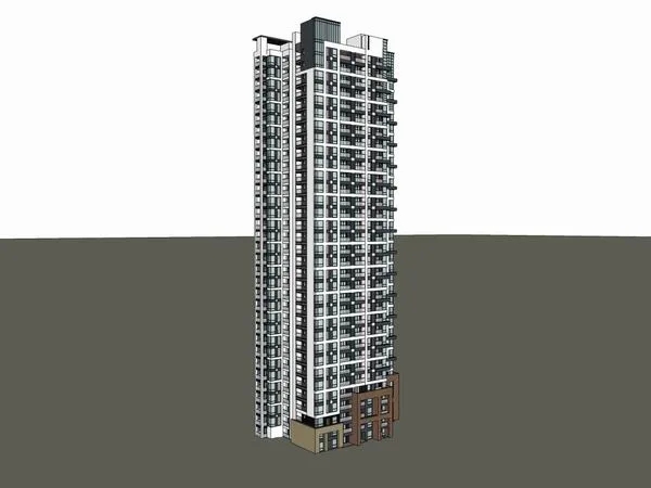 Sketchup Residential Model | High rise residential building, modern style, 33 floors