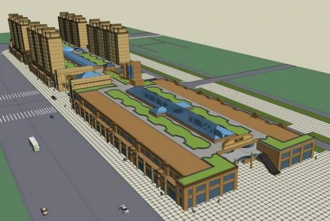 Sketchup Business Model | Multi story commercial pedestrian street, high-rise residential buildings, European classical style