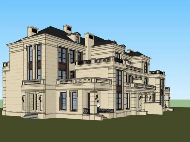 Sketchup Villa Model | Twin Villa, Modern Style