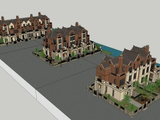 Sketchup Villa Model | Multi row Villa, European Style