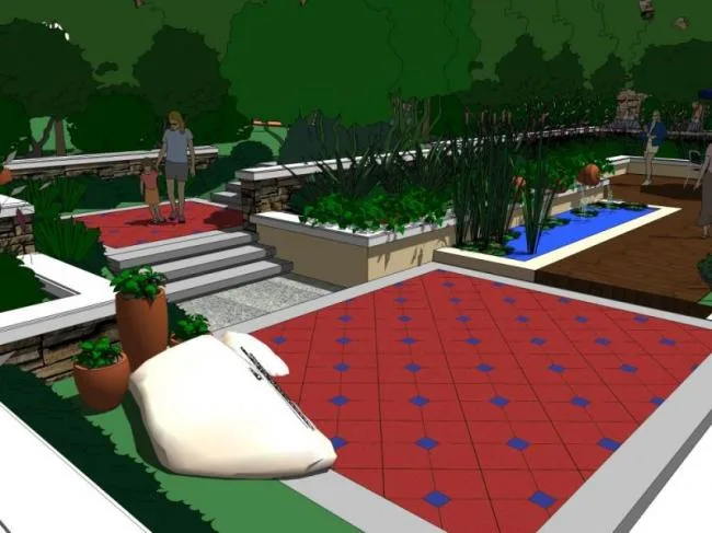 Sketchup Landscape Model | Commercial Landscape, Modern Style