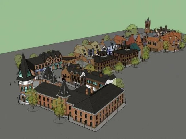 Sketchup Business Model | Commercial Pedestrian Street, Low Rise, British Classical Style