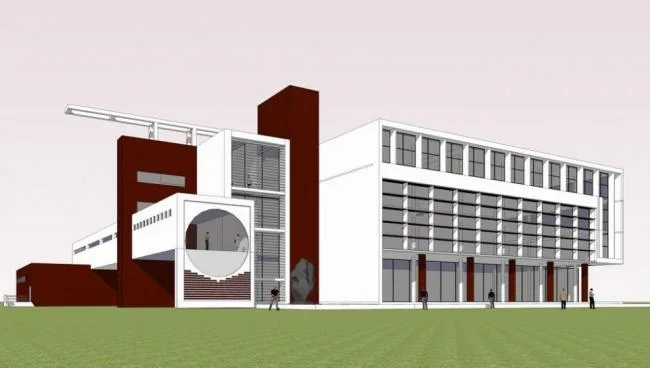 Modern Multi-Story University Library Cultural Model in SketchUp