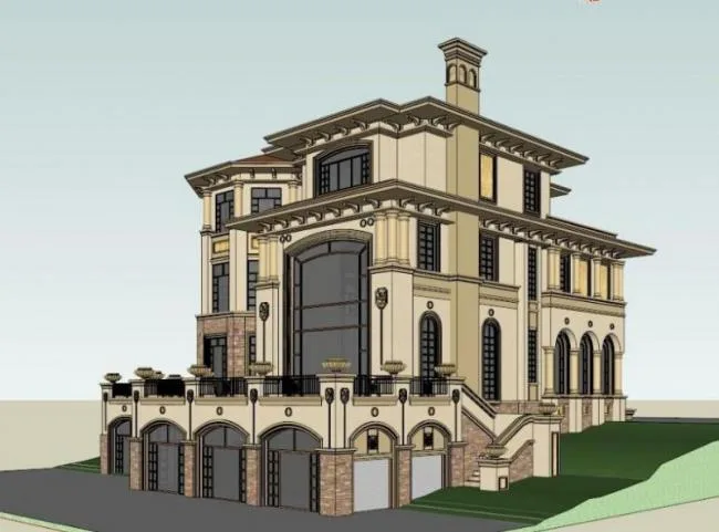Sketchup Villa Model | Stacked Villa, Classical Style