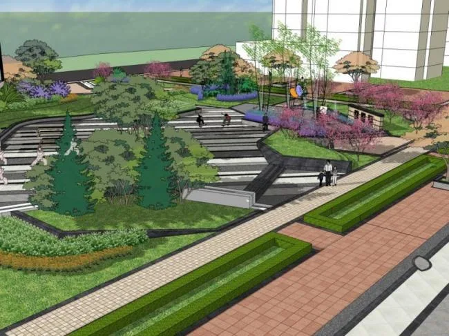 Sketchup Landscape Model | Park Landscape, Modern Style