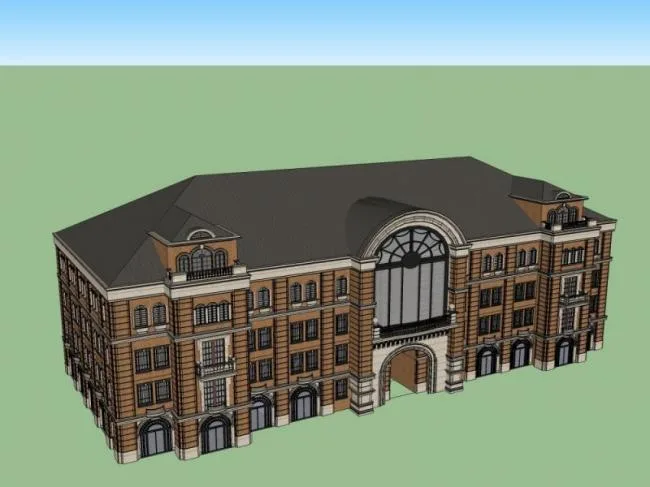 Sketchup Business Model | Multi story Clubhouse, Classical Style