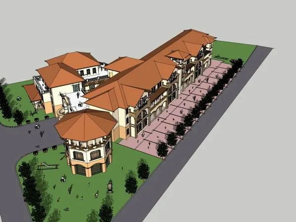 Sketchup School Model | Multi story Kindergarten School, Campus Educational Architecture, Classical Style