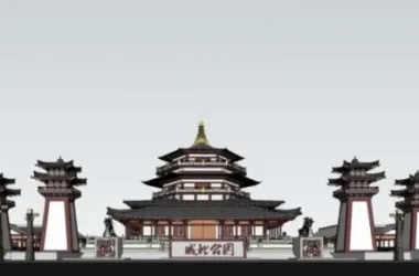 SketchUp Landscape Model: Traditional Chinese Garden with Ancient Architecture-BIM WORLD